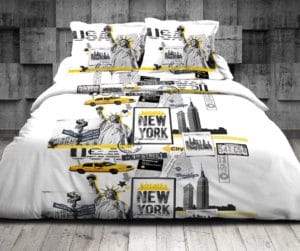 Housse de couette + 2 taies 100% coton 57 fils New York Blanc