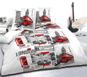 housse de couette + 2 taies 100% coton 57 fil Union Jack