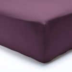Drap housse 100% coton 57 fils  Prune