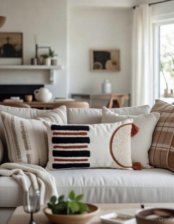 Grand coussin blanc puscha Athezza